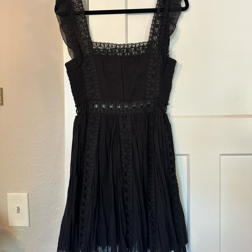 Free People Black Square Neck Midi Sundress